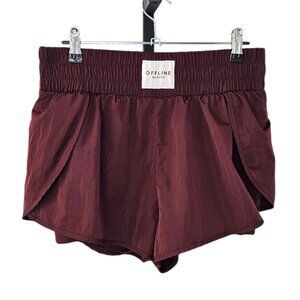Aerie The Hugger Boxer Lined Shorts, Burgundy, Athletic, Running, Hi Rise, M